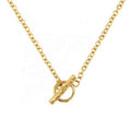 Textured Bar Toggle OT Clasp Cable Chain Necklace, 18K Gold Plated Stainless Steel Minimal Layering Necklace for Women
