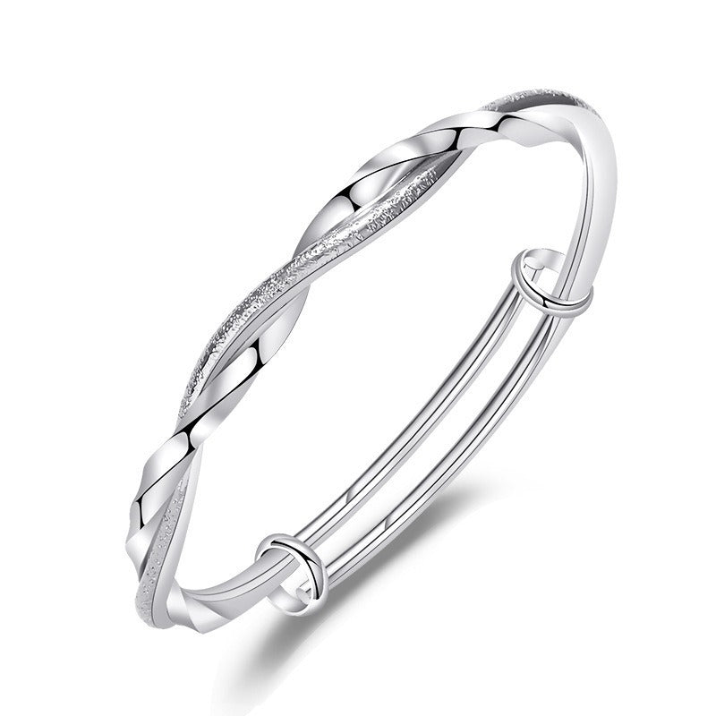 Twist Matte Silver Adjustable Bangle
