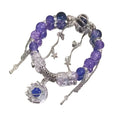 Purple Crackle Glass Bead Galaxy Planet Charm Bracelet, Silver Star Tassel Adjustable Wrap Bracelet Y2K Jewelry