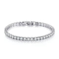 Full Square Cut CZ Tennis Bracelet, Silver Plated Inline Cubic Zirconia Classic Link Bracelet for Party & Gift
