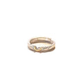 Two Tone Silver Gold Crescent Moon Textured Open Ring, Irregular Twisted Band Stackable Promise Ring For Women