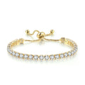 18K Gold Plated Round CZ Tennis Bracelet, Adjustable Slider Box Chain Sparkling Bracelet for Women Party Jewelry